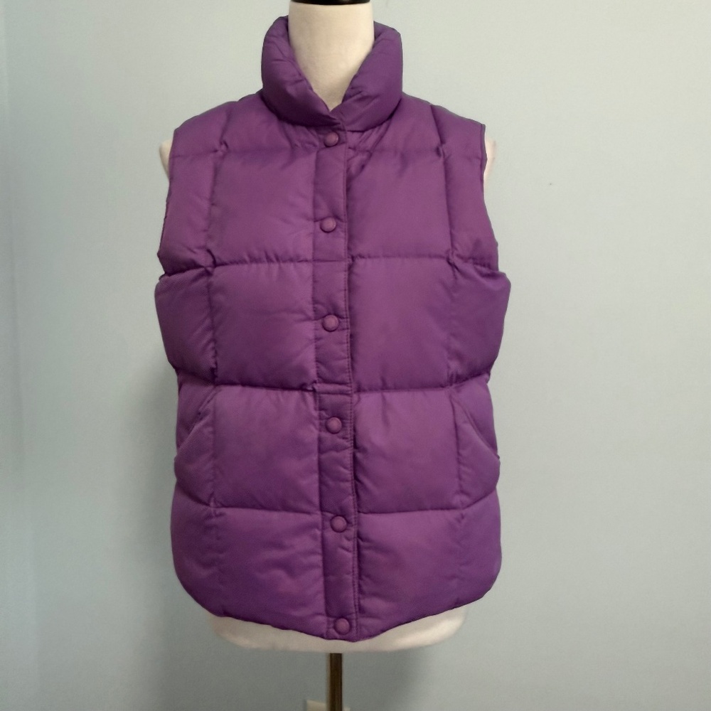 Lands' End Women’s Down Filled Full Zip Up Puffer Winter Purple Vest Size‎ S